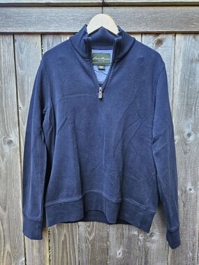 Eddie Bauer Quarter-Zip Sweater - Navy Blue | 100% Cotton